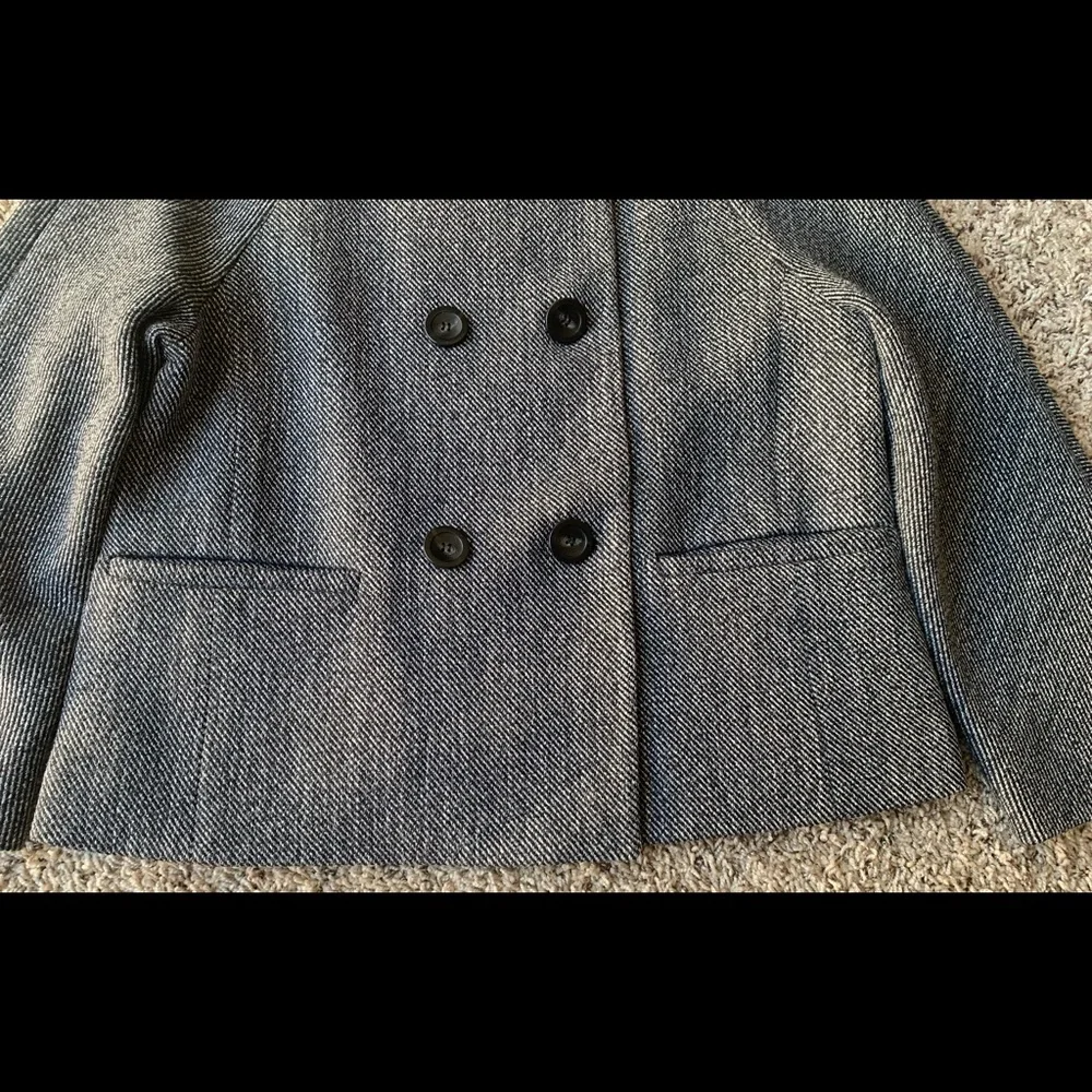 Ann Taylor Jacket gray pea coat style lined dark academia double breasted Sz 8 - Picture 3 of 6